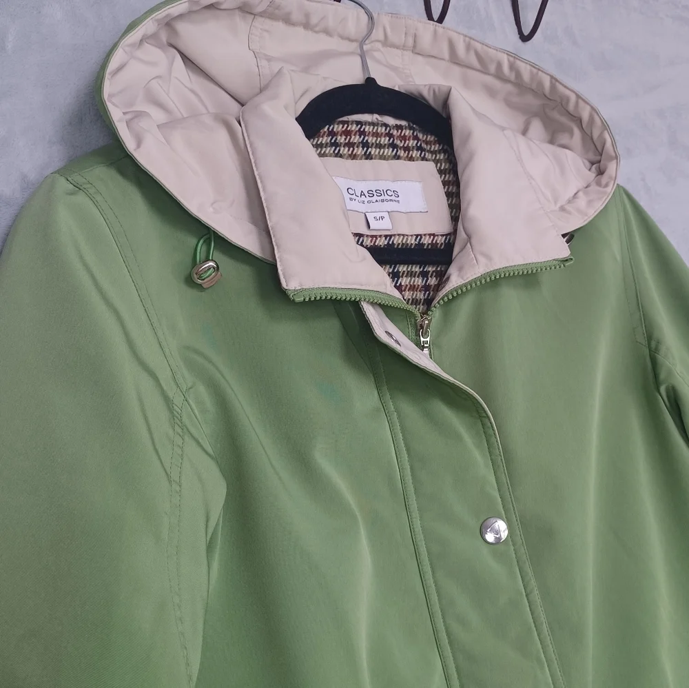 Liz Claiborne Green Utility Jacket with Tan Trim - Picture 4 of 13